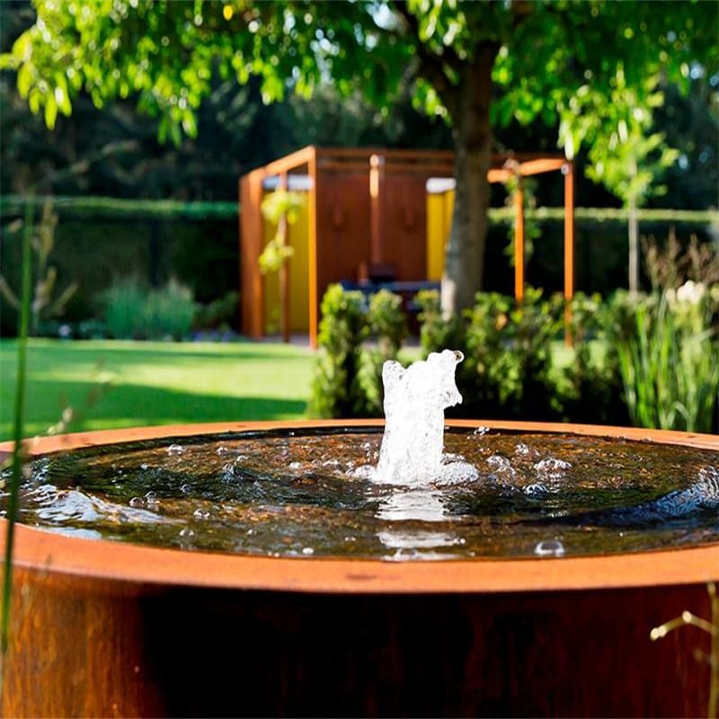 <h3>Rustic Elegance Rusty Corten Water Fountain Tranquility </h3>
